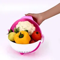 Handle Double Layer Bowl- Multifunctional Fruits and Vegetables Washing Bowl and Strainer (Color May vary)-thumb2