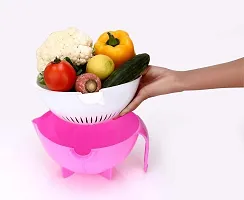 Handle Double Layer Bowl- Multifunctional Fruits and Vegetables Washing Bowl and Strainer (Color May vary)-thumb3