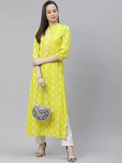 Rayon Embroidered Straight Kurta