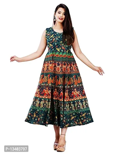 Flared  Printed Rayon Kurta For Women-thumb0