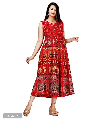 Flared  Printed Rayon Kurta For Women-thumb0