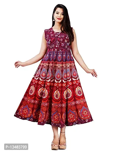 Flared  Printed Rayon Kurta For Women-thumb0