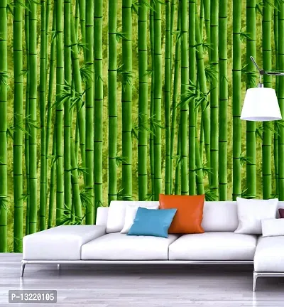 RoseCraft Latest Stylish 3D Green Bamboo Design Wallpaper roll for Living Room/Bedroom/Office Walls (28sqft/Per roll)-thumb0