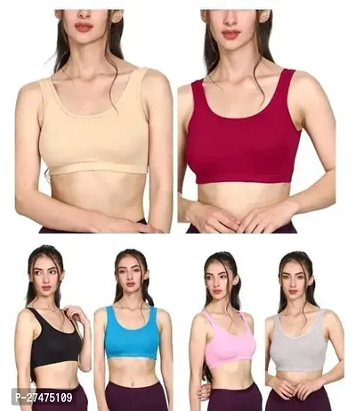 Stylish Multicoloured Cotton Solid Bra For Women Pack Of 6-thumb0