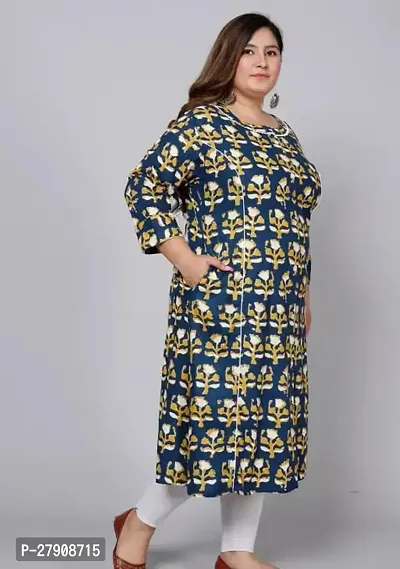 Stylish Blue Rayon Stitched Kurta For Women