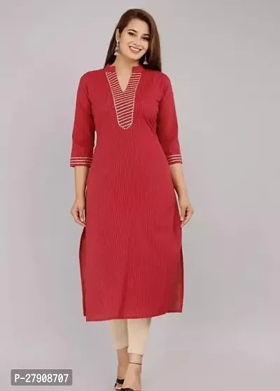 Stylish Red Cotton Stitched Kurta For Women