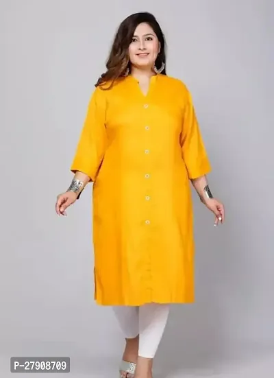 Stylish Yellow Rayon Stitched Kurta For Women-thumb0