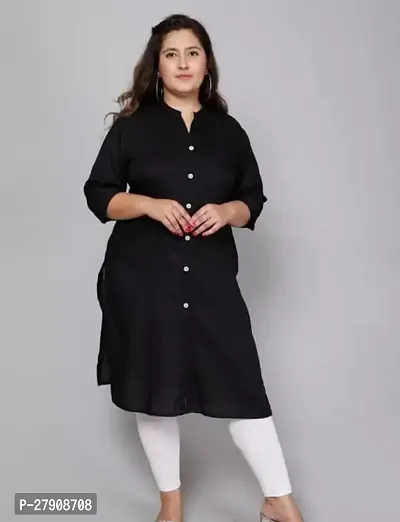 Stylish Black Rayon Stitched Kurta For Women