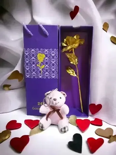 Artificial Flower, Keychain, Soft Toy Gift Set