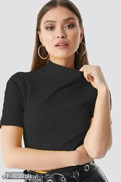 women trendy high neck top-thumb0