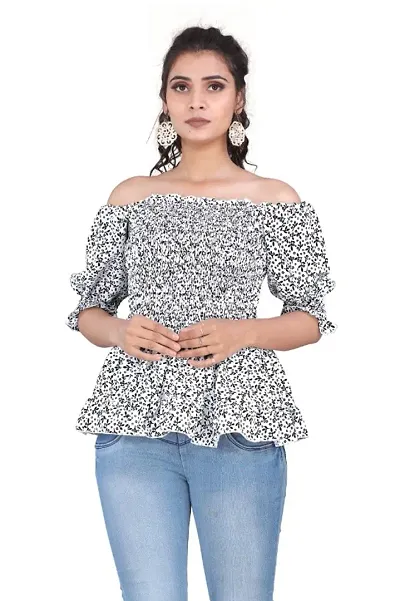 Stylish Women Crepe Off Shoulder Top