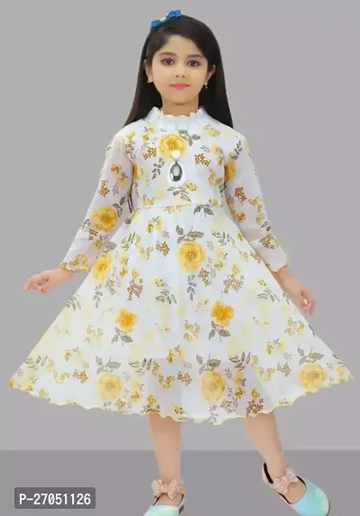 Fabulous Rayon White Printed Frocks For Girls