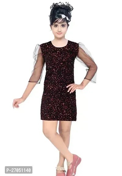 Fabulous Rayon Maroon Embroidered Bodycon Dress For Girls-thumb0