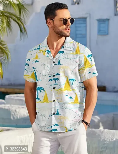 Reliable Multicoloured Cotton Printed Short Sleeves Casual Shirt For Men-thumb4