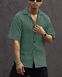 Reliable Green Cotton Printed Three-Quarter Sleeves Casual Shirt For Men-thumb2