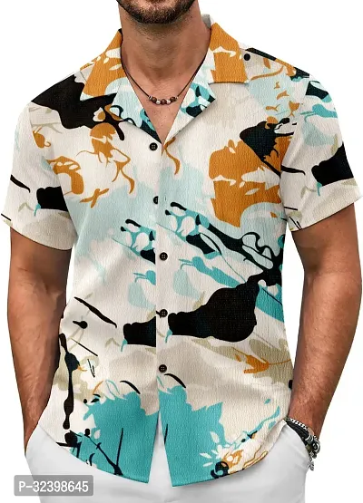 Reliable Multicoloured Cotton Printed Short Sleeves Casual Shirt For Men-thumb0