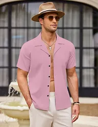 Reliable Pink Cotton Printed Short Sleeves Casual Shirt For Men-thumb2