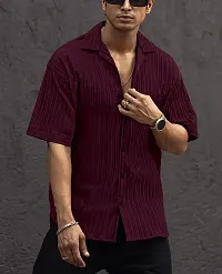 Reliable Maroon Cotton Printed Three-Quarter Sleeves Casual Shirt For Men-thumb4