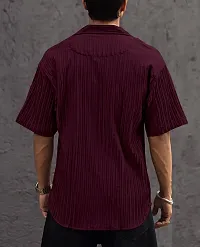 Reliable Maroon Cotton Printed Three-Quarter Sleeves Casual Shirt For Men-thumb1