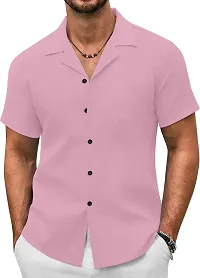 Reliable Pink Cotton Printed Short Sleeves Casual Shirt For Men-thumb3