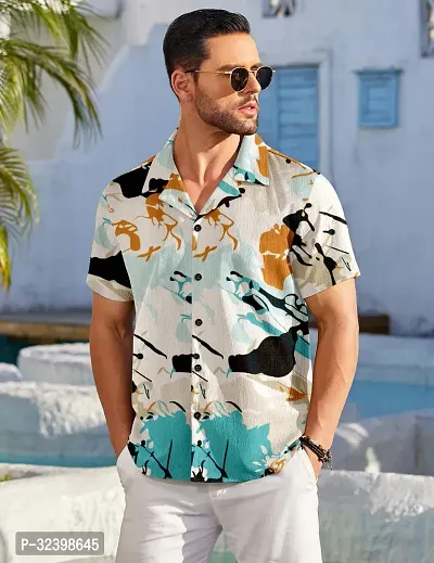 Reliable Multicoloured Cotton Printed Short Sleeves Casual Shirt For Men-thumb4