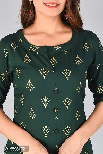 Arbutus Designer Full Printed Straight Kurti with Palazzo Green-thumb5