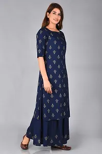 Arbutus Designer Full Printed Straight Kurti with Skirt Blue-thumb2