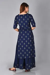 Arbutus Designer Full Printed Straight Kurti with Skirt Blue-thumb3