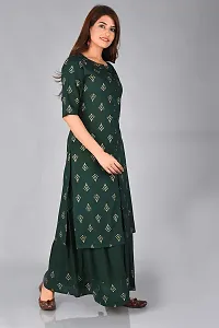 Arbutus Designer Full Printed Straight Kurti with Skirt Green-thumb2