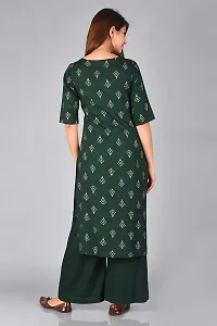 Arbutus Designer Full Printed Straight Kurti with Palazzo Green-thumb3