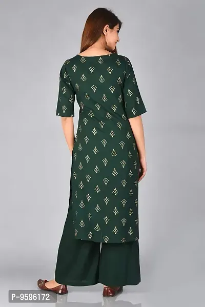 Arbutus Designer Full Printed Straight Kurti with Palazzo Green-thumb4