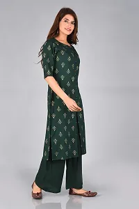 Arbutus Designer Full Printed Straight Kurti with Palazzo Green-thumb2