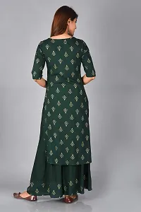 Arbutus Designer Full Printed Straight Kurti with Skirt Green-thumb3