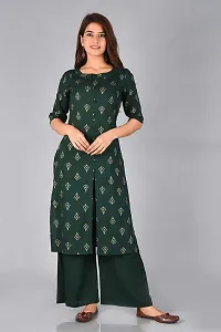 Arbutus Designer Full Printed Straight Kurti with Palazzo Green-thumb1