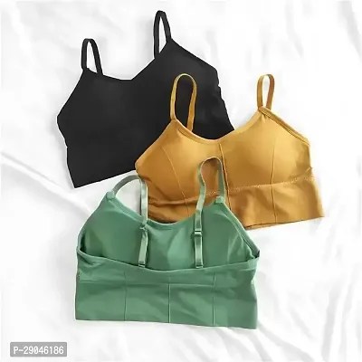 Stylish Multicoloured Cotton Blend Solid Bras For Women Pack Of 3-thumb0