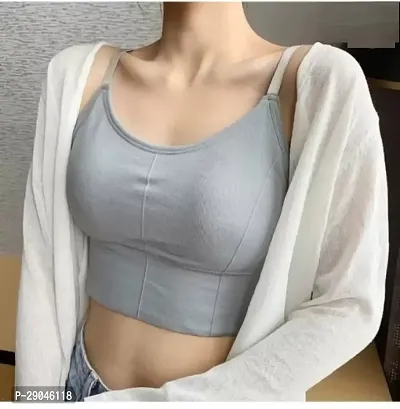 Stylish Grey Cotton Blend Solid Bras For Women-thumb0