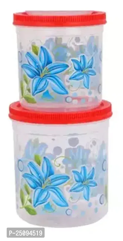 Storage Container|Durable Plastic Floral Design Bpa Free Food Kitchen Organizer Pack Of 2-thumb0