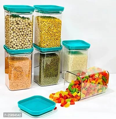 Unbreakable Leak-Proof Airtight Plastic Square Container Set For Kitchen Storage - 1100Ml Containers Kitchen Containers Set Set Of 6-thumb0