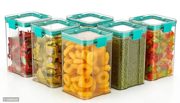 Plastic Air Tight Lock And Lock Classic Square Storage Containers - 1100Ml Bpa Free Container For Kitchen Storage Set, For Kitchen Organizer Set Of 6-thumb0