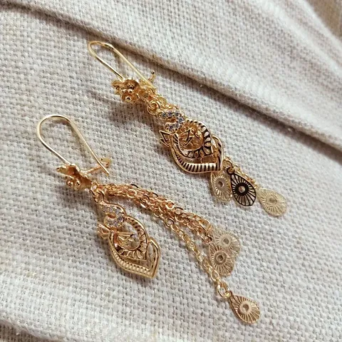Gorgeous Rose Gold Alloy Fancy Drop Earrings