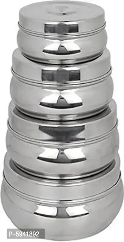 stainless steel jar set of 4 pieces with steel airtight lid-thumb0