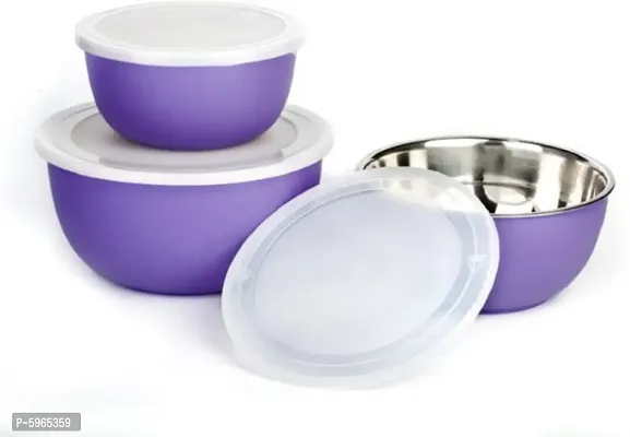 microwave friendly bowl set of 3 pieces purple