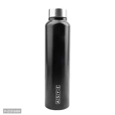 ASYEreg; Water Bottles Stainless Steel Water Bottle 1 Litre for School, Office, Home, Gym Leakproof, Rust free Steel Bottle -1000 ml -Blackhellip;