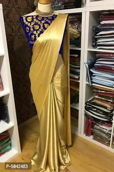 New Trendy Satin Solid Saree with Jacquard Blouse piece