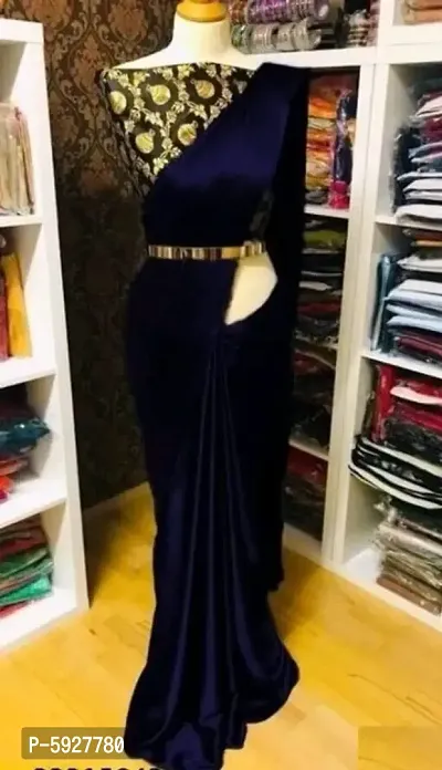 Plain Satin Saree With Brocade Blouse Piece