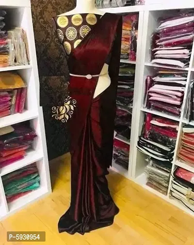 New Trendy Satin Solid Saree with Blouse piece