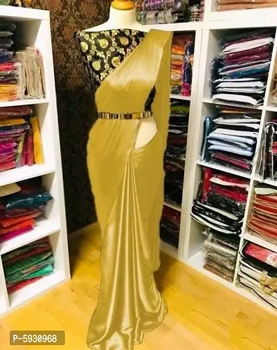 New Trendy Satin Solid Saree with Blouse piece