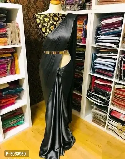 New Trendy Satin Solid Saree with Blouse piece
