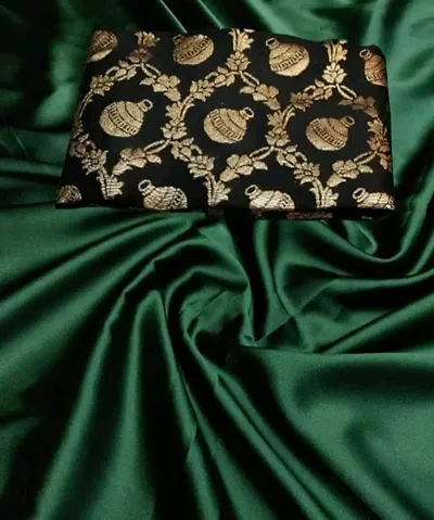 New Trendy Satin Solid Saree with Blouse piece