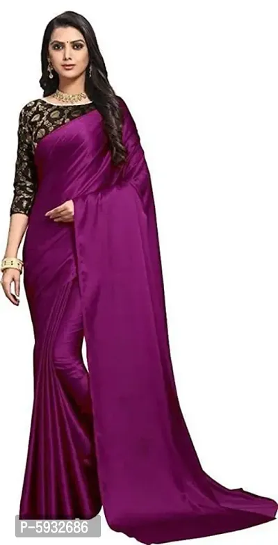 Beautiful Satin Saree with Blouse piece-thumb0